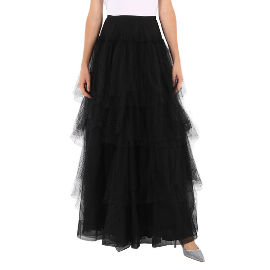 Burberry Ladies Black Tulle Tiered Skirt, Brand Size 6 (US