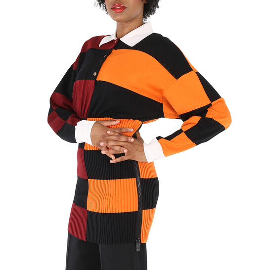 Burberry Ladies Stripe Polo Size Zip Mini Dress in Bright