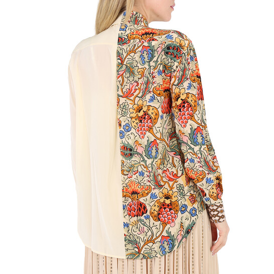 Burberry Ladies Vanilla Juliette Floral-print Paneled Silk