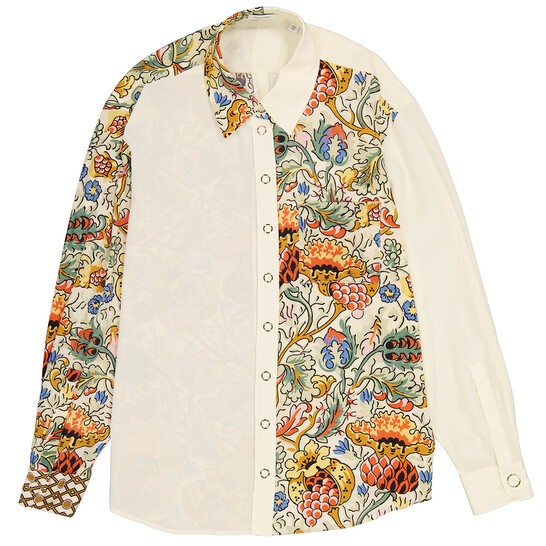 Burberry Ladies Vanilla Juliette Floral-print Paneled Silk