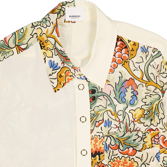 Burberry Ladies Vanilla Juliette Floral-print Paneled Silk