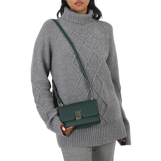 Burberry Ladies Vine Grainy Leather Mini TB Bag 8074080