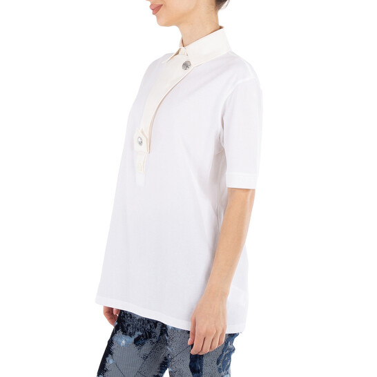 Burberry Ladies White Cotton Polo Shirt, Size Small 4567630