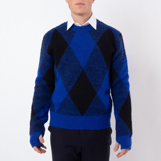 Burberry Large Check Crew Knit Sweater, Size Large 8078750