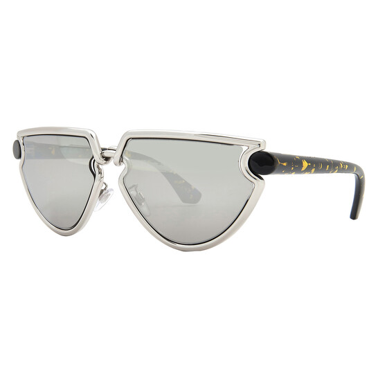 Burberry Light Grey Mirror Silver Irregular Ladies Sunglasses