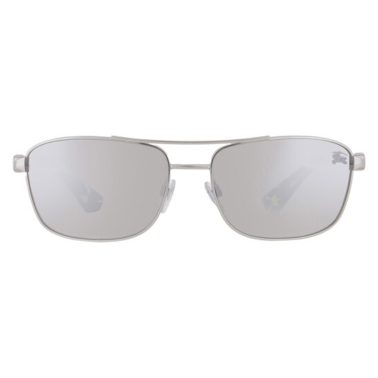Burberry Light Grey MIrror Silver Rectangular Men's Sunglasses BE3163 10056G 60 Burberry Light Grey MIrror Silver Rectangular Men's Sunglasses BE3163 10056G 60 - 546x546