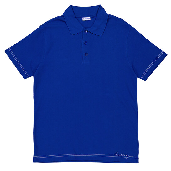 Burberry Logo Embroidered Cotton Polo Shirt, Size Large 8090491