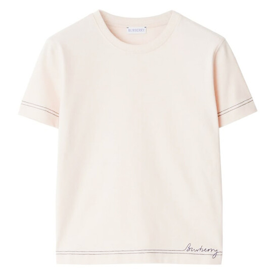 Burberry Logo Embroidered Cotton T-Shirt, Size Small 8090641