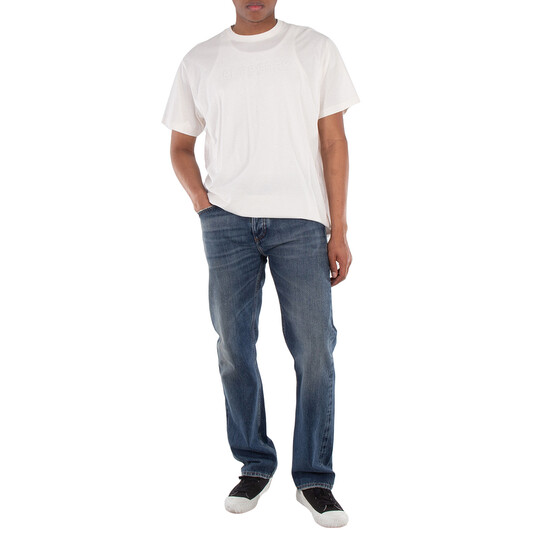 Burberry Logo Print Jersey T-Shirt In Oatmeal Melange, Size