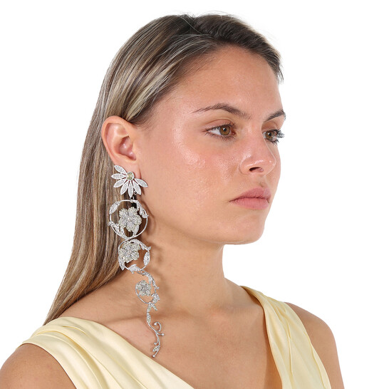 Burberry Long Crystal Half-daisy Drop Earring And Stud Set