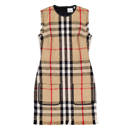 Burberry Maci Mini Check Print Dress, Brand Size 8 (US Size