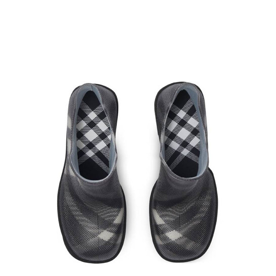 ミドルブーツ BURBERRY Women Boots 8083380 BLACK Burberry Marsh Check-Pattern Boots, Brand Size 36 ( US Size