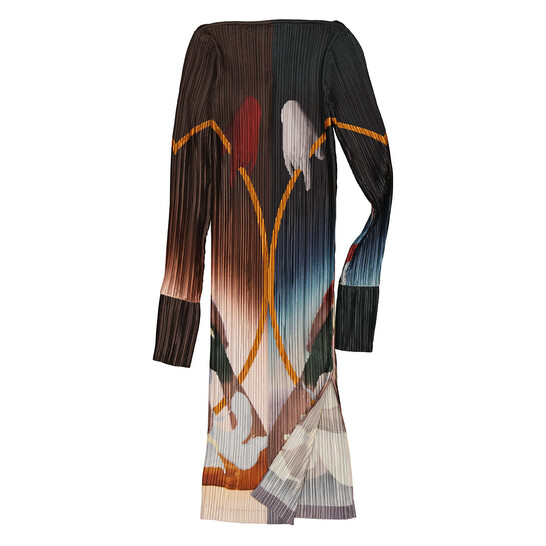 Burberry Meditation Print Satin Plisse Dress, Brand Size 4 (US Burberry Meditation Print Satin Plisse Dress, Brand Size 4 (US