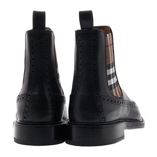 Burberry Men's Black / Birch Brown Vintage Check Chelsea