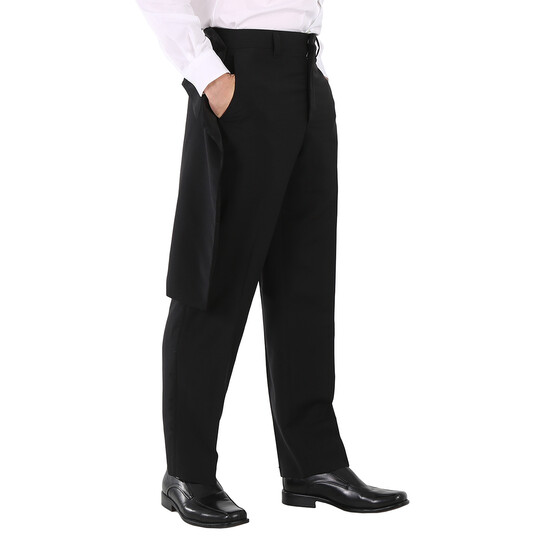 Burberry Men's Black Cape Detail Tailored Trousers, Brand Size 46