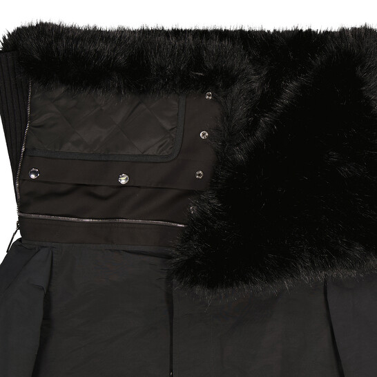 Burberry Men's Black Deconstructed Faux Fur Nylon Coat, Brand Size