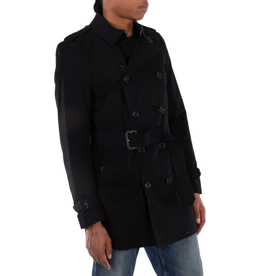 Burberry Men's Black Kensington Mid-length Trench Coat