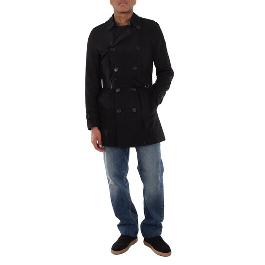 Burberry Men's Black Kensington Mid-length Trench Coat