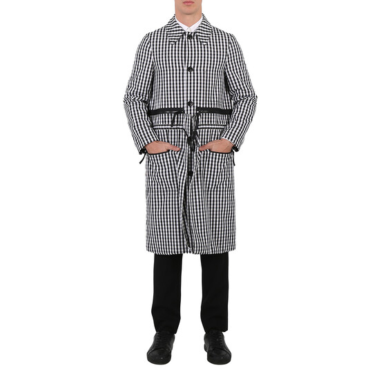 Burberry Men's Black Pattern Gingham Technical Wool Loop-back Car Coat - 546x546