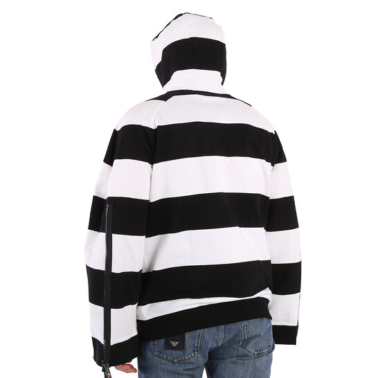 Burberry Men's Black Printed Logo Striped Hoodie, Size XXX