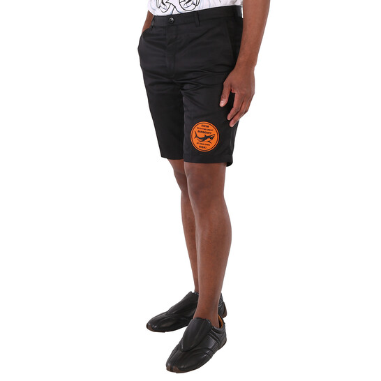 Burberry Men's Black Shibden Shark-Print Chino Shorts, Brand