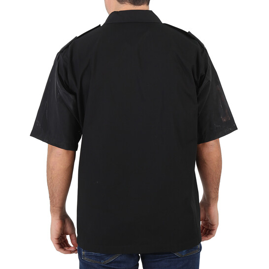 Burberry Men's Black Short-sleeve Montage Print Cotton Shirt