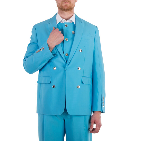 Burberry Men's Bright Opal Blue Wool Tailored Jacket, Brand Size