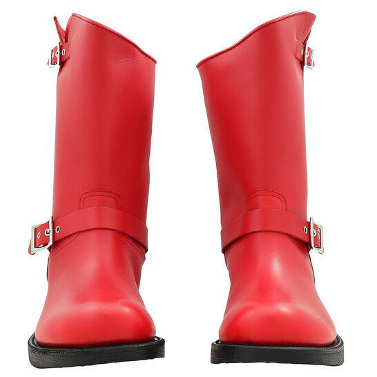 Burberry Men's Bright Red Grover Leather Motorcycle Boots