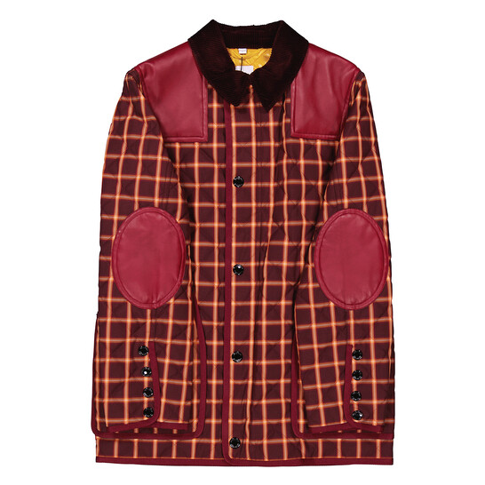 バーバリー ストレッチデニムウエスタンジャケット チェック 42 大きいサイズ Burberry Men's Burgundy Check Reversible Quilted Jacket
