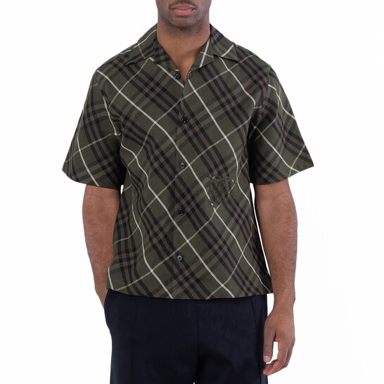 Burberry Men's Check Linen Shirt, Size Large 8090291 - Clothing