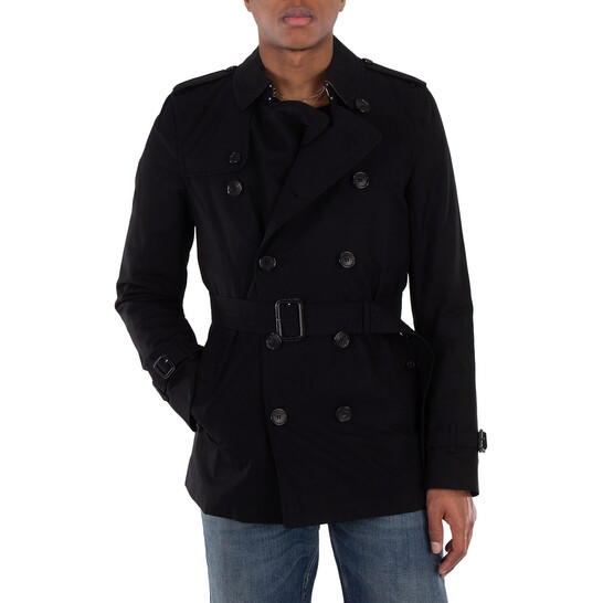 Burberry Men's Heritage Black Kensinton Short Trench, Brand