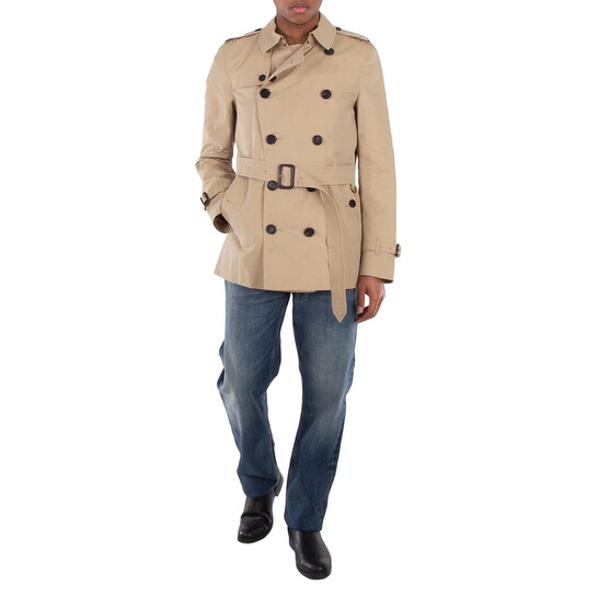 Burberry Men's Heritage Honey Kensinton Short Trench, Brand Size