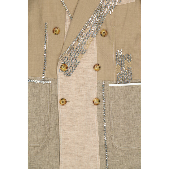 Burberry Men's Pecan Melange Crystal Embroidered Wool-blend