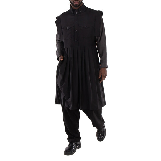 Burberry Men's Pleated Mohair & Wool Kilt Shirt Dress, Size Small