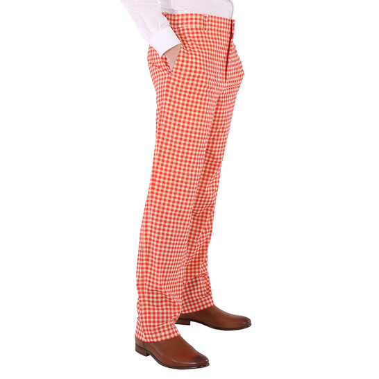 パンツ GroundY Burberry HemRib Wrap SaruelPants Burberry Men's Red Pattern Cut-out Back Gingham Stretch