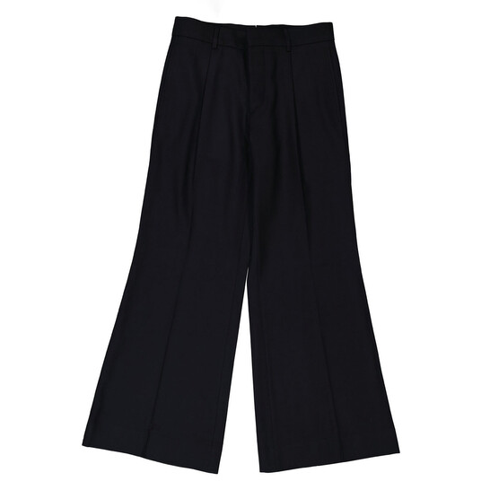 【送料&関税込】Burberry Wide-leg Tailored Trousers Burberry Black Stretch Wool Pinstriped Wide-leg Tailored