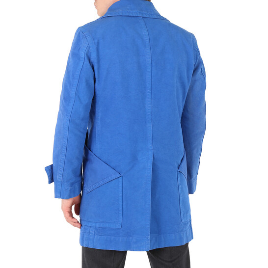 Burberry Men's Warm Royal Blue Double-Breasted Cotton