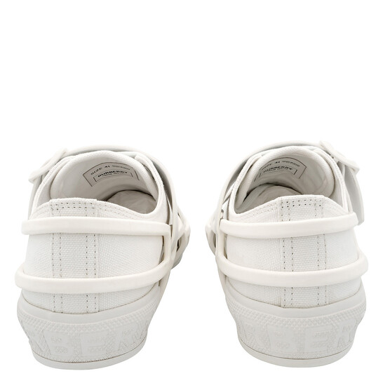 Burberry Men's White Vers Cotton And Leather Belted Low-Top