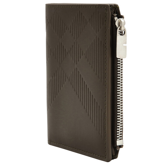 Burberry Military Embossed Check Zip Bifold Wallet 8091601