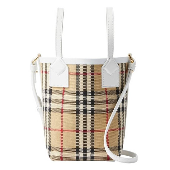 mini　Burberry London 9サイズ　(Mサイズ) Burberry Mini London Canvas Leather Check Tote Bag 8072348
