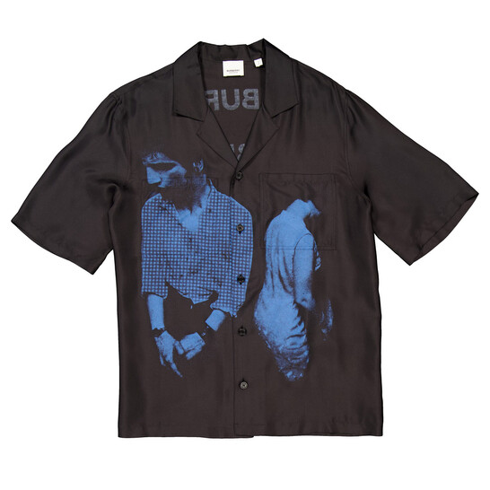 Tシャツ・カットソー Burberry FW25 Embroidered silk shirt (8050279 A7028) Burberry Embroidered Silk Shirt With Checked Pattern – LOZURI®