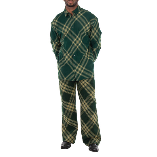 Burberry Ombre Check EKD Wool Shirt, Size Large 8082500