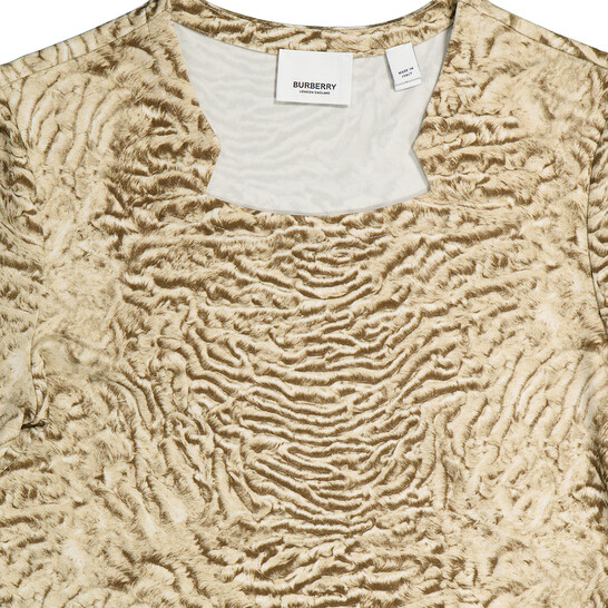 Burberry Pale Taupe Astrakhan Print Stretch Jersey Long