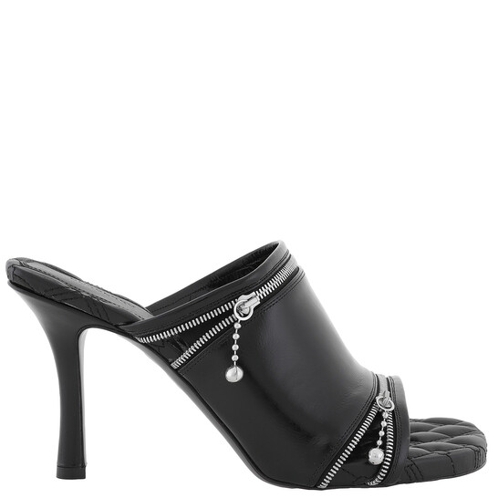 Burberry Peep 85mm Leather Slip-On Sandals, Brand Size 38