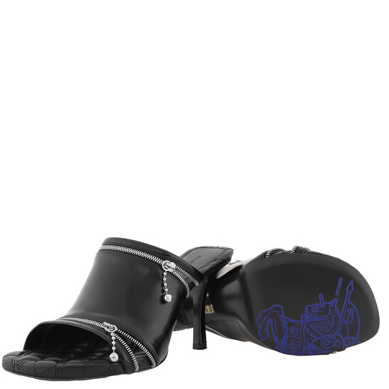 サンダル・ミュール Burberry Peep Shiny Leather Sandals Burberry Women's Peep High Heel Slide Sandals | Bloomingdale's