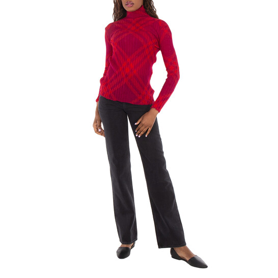 Burberry Plaid-Check Rib-Knit Jumper, Size X-Small 8076508 Burberry Plaid-Check Rib-Knit Jumper, Size X-Small 8076508