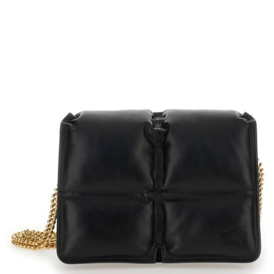 ショルダーバッグ・ポシェット BURBERRY STRAND LARGE BAG BLACK Burberry Quilted Chain-Link Snip Crossbody Bag 8081694