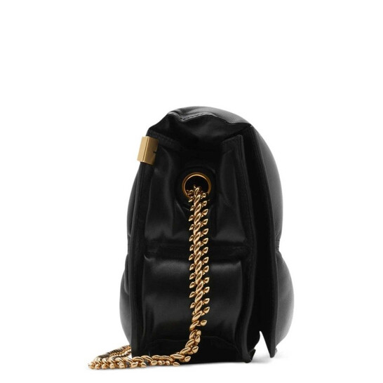 ショルダーバッグ・ポシェット BURBERRY STRAND LARGE BAG BLACK Burberry Quilted Chain-Link Snip Crossbody Bag 8081694