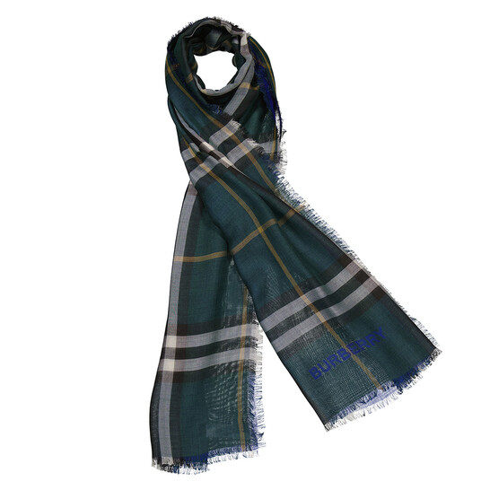 【送料&関税込】Burberry Embroidered Wool Scarf Check Wool Scarf in Scarlet | Burberry® Official