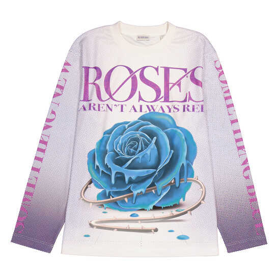 Burberry Rose Print Long Sleeve T-Shirt, Size XX-Small
